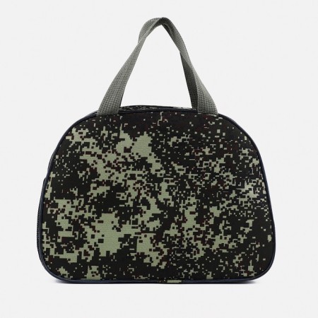 Cosmetic bag on a zipper, with a grid, khaki color/green-1