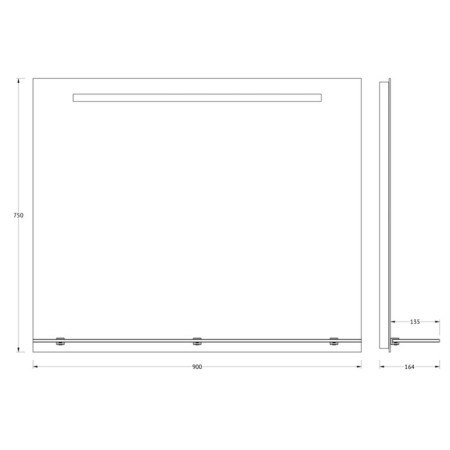 EvoForm mirror, with a shelf built-in LED-light, 6.5W, 90 cm, 90x75 cm-1
