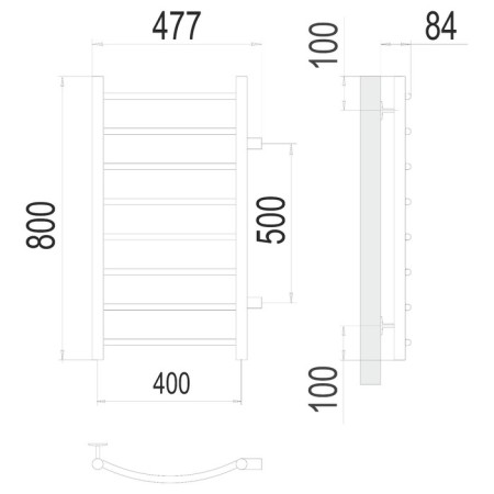 Water towel Terminus "Classic" P8, 400x800 mm, side connection, chromium-2