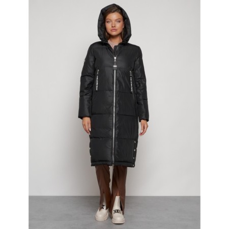 Coat insulated winter female, size 44, black color-4