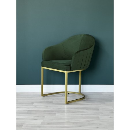 SHELL chair, 56 × 63 × 83 cm, green color, gold frame