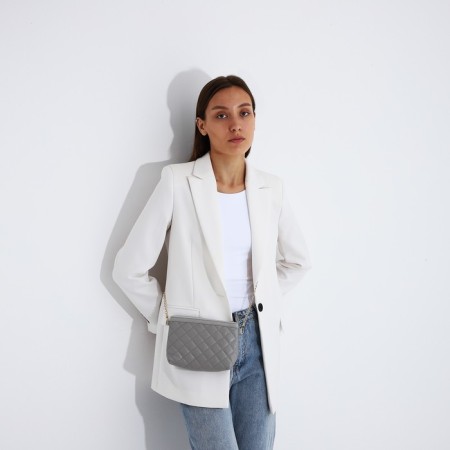 Bag Cross-Bodi with a zipper, gray color-8