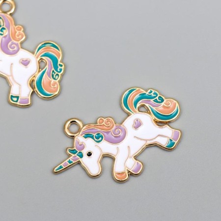 Decor for creativity Metal, enamel "Unicorn with a heart on the side" Gold 2x3.5 cm