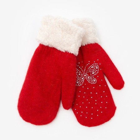 Mittens double for a girl, color mix, 8-10 years old-1