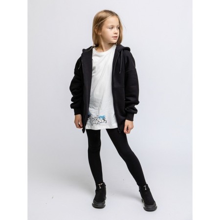 Pulover with a children's zipper, height 140 cm, black color-1