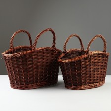 A set of wicker baskets, 39 x 25 x 19 x 24 x 33 cm, 34 x 20 x 17 x 22 x 30 cm, 2 pcs, willow
