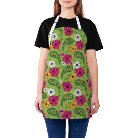 Apron kitchen with a photo print "Flower patterns", adjustable, size OS