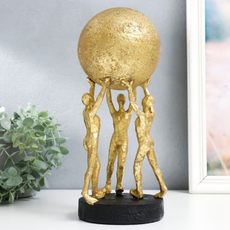 Souvenir Polystone "Atlanta with a ball" gold 12.5x12.5x32 cm