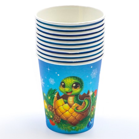 A cup paper one -time “Happy New Year”, a snake with toys, 250 ml-2
