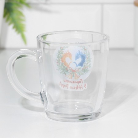 New Year's Mug "Harmony in the New Year!" 340ml, hardened glass, neckline, bell-1
