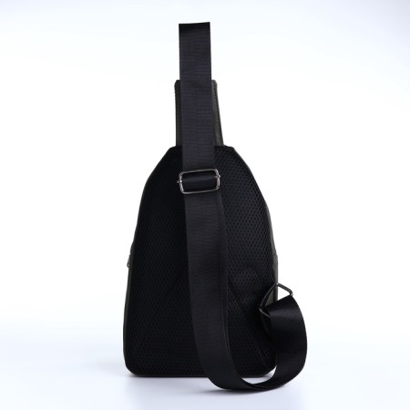 Male sling bag from textiles, headphones, green color-3