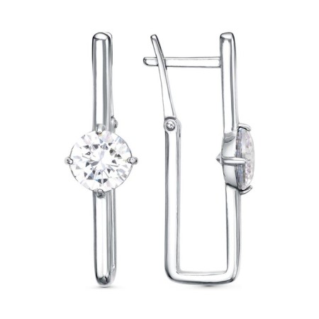 Earrings "Mona" rectangle, platinum, white color