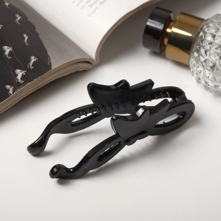 Banana for hair "Classic" butterfly butterfly, 10 cm, black-1