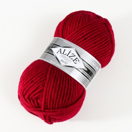 Yarn "Superlana Maxi" 75% acrylic, 25% wool 100m/100g (390 t. Red)-1