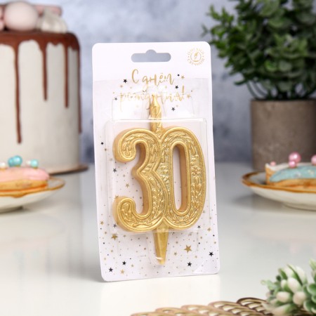 Candle for the cake figure "Jubilee" 30, gold, 9.7 cm,-2