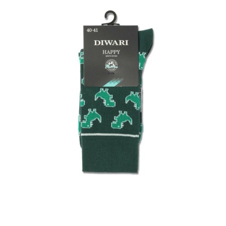 Male cotton socks diwari happy "dinosaurs", size 27, dark green color-2