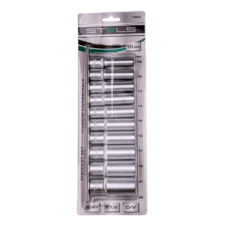Set of end heads Stels 13603, 1/2 ", hexagonal, elongated, CRV, 10-22 mm, 10 pcs.-3