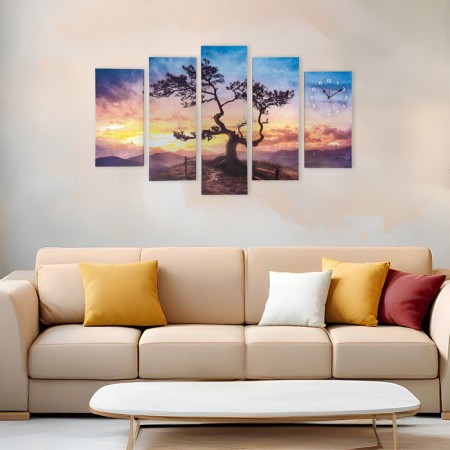 Carty clock wall modular "tree", silent, 80 x 140 cm-1