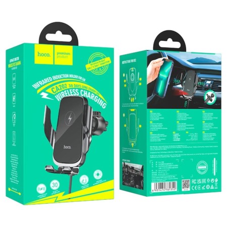Hoco CA202 car holder, wireless charging, for 4.5-7.0 ", 2 A, 90 mAh, 15 watts, black-8