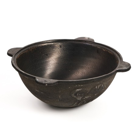 Cast iron cauldron, 10 l, flat bottom, aluminum cover-1