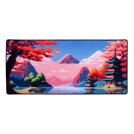 Mouse mat, 40x90x0.3 cm, overlock, pagoda pixel art