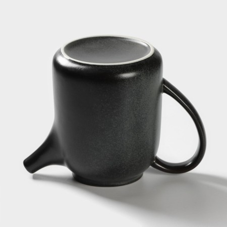 Keramic tea lift set, 6 items: kettle 1 l, 4 circles 250 ml, tray 33 × 20 cm, black color black-7