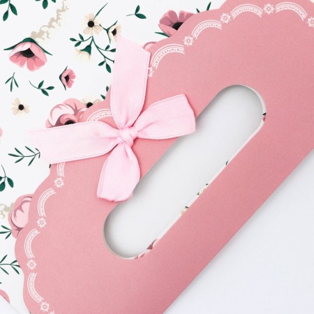 Gift box-package, packaging with a cut handle, "pink flowers", 19 x 9 x 27 cm-3