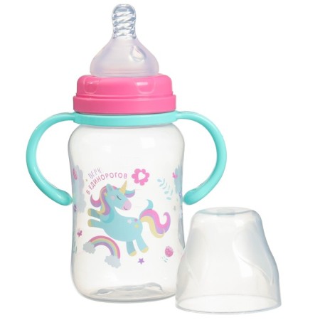 A bottle for feeding, a wide throat "Unicorn", 270 ml., With handles-2