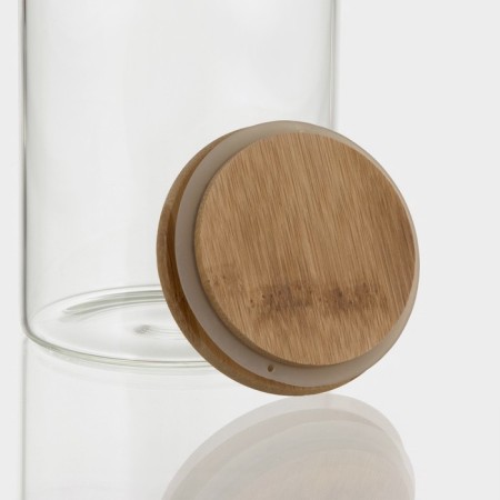 Glass of glass for bulk products with a bamboo cover "Eco", 1 l, 10 × 18 cm-2