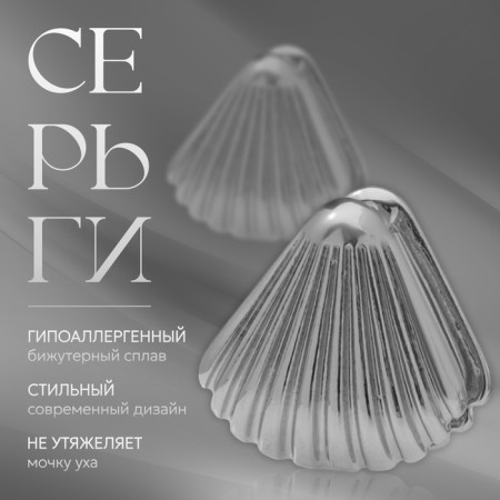 Earrings Metal "Chord" fan, color silver-3