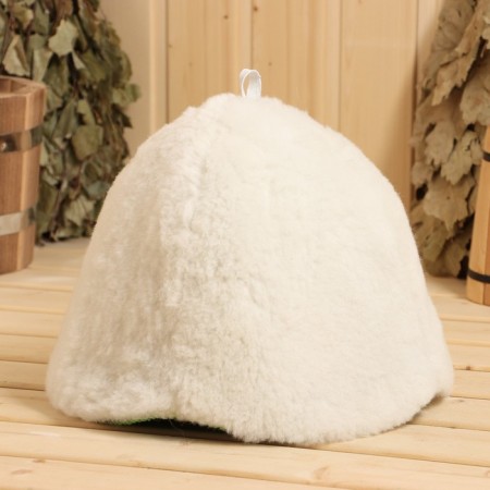 Sheepskin bath hat, green felt-2