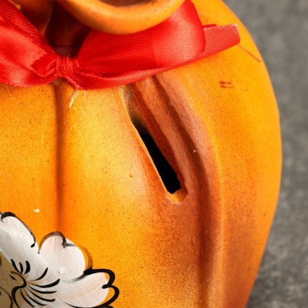 The piggy bank "Sag - happiness and good" orange, 17cm-3
