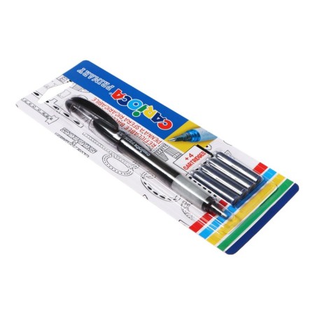Roller pen, Carioca "Primary", 4 interchangeable cartridges, node 0.7 mm, blue-1