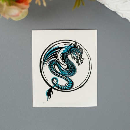 Tattoo on the body "Blue Dragon in a circle"