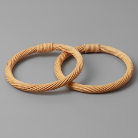 Handles for the bag are wooden, wicker, d = 10.2 / 12.5 cm, 2 pcs, beige color-1