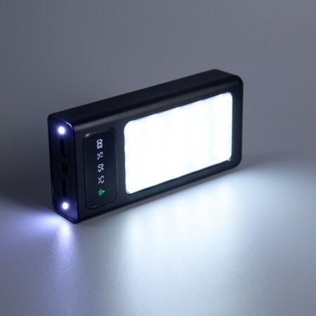 External battery 486, 20,000 mAh, Type-C/Lightning/MicroUSB cables, lantern, black-11
