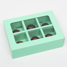 Коробка для конфет 6 шт, мята, 13,7 х 9,85 х 3,86 см