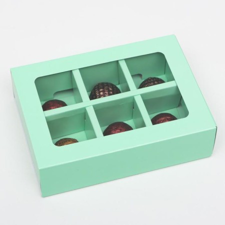Box for sweets 6 pcs, mint, 13.7 x 9.85 x 3.86 cm
