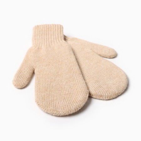 Two -layer woolen mittens, beige color, size m-1