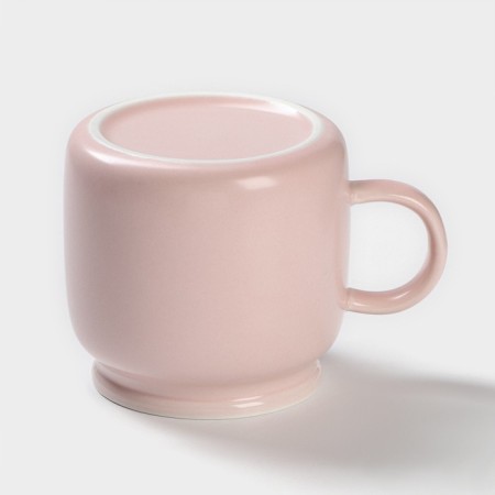 Ceramic mug with a spoon "Good morning", 450 ml, pink color-5