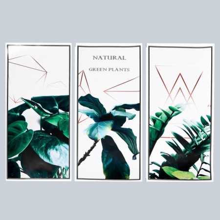 Sticker Plastic Interior triptych "Plants and geometry" set 3 sheets 29.5x61 cm-1