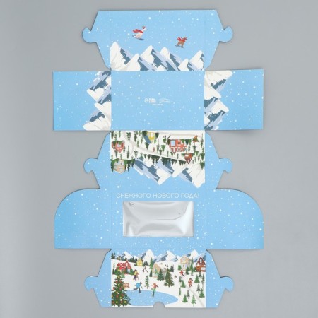 Folding box with bilateral application of the “snowy New Year”, 16 x 10 x 10 cm, New Year-5
