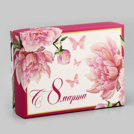 Gift box team "March peonies" 16.5 x 12.5 x 5.2 cm-1