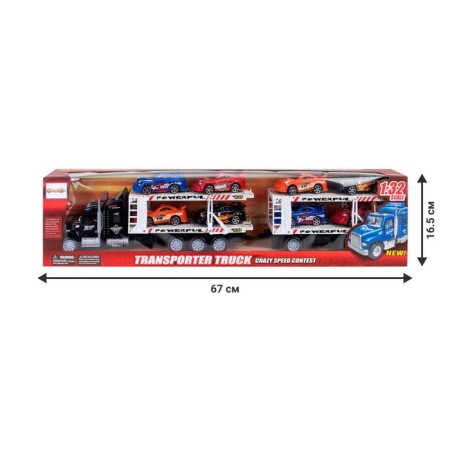 Auto -Vorot Case Givito "Racing Track", with cars, with a trailer, black color, 64 cm-5