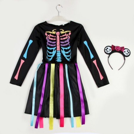 Carnival set "Rainbow skeleton", dress and rim, p. S.-8