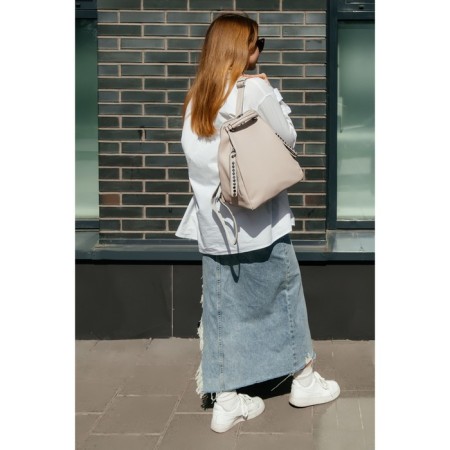 Women's backpack, eco-leather, ludor light beige, 32x15x26 cm-5