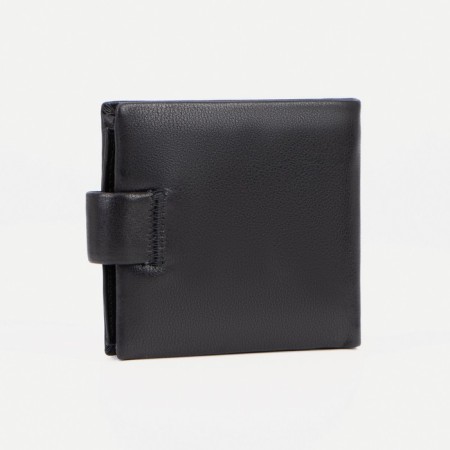 Male purse on a button, for bills, for cards, for coins, black color-1
