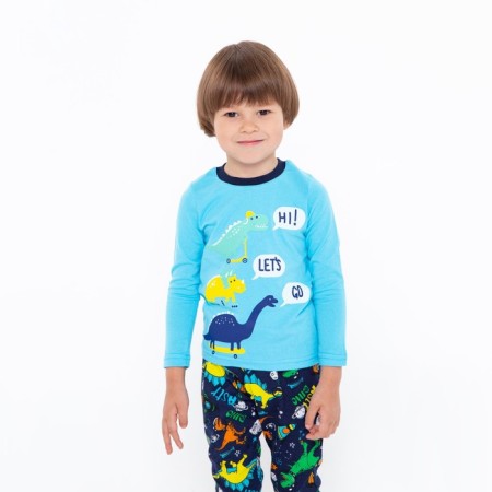 Pajamas for the boy Dino, the color is blue/dark blue, height 110-116 cm-1