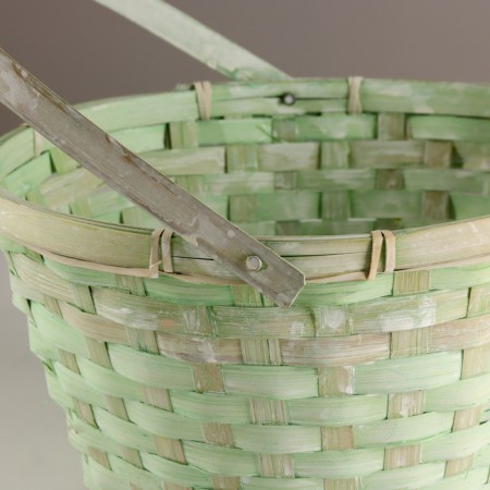 Wicker basket, d28x15x31.5cm, green, bamboo-1
