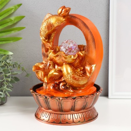Table fountain with backlight "Golden carps" 20x20x27 cm-2
